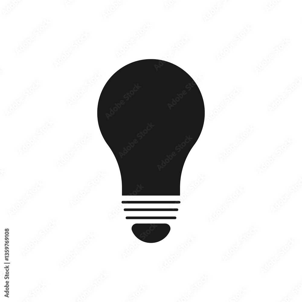 Black Bulb Icon Representing Idea and Innovation Black Bulb Icon Representing Idea and Innovation