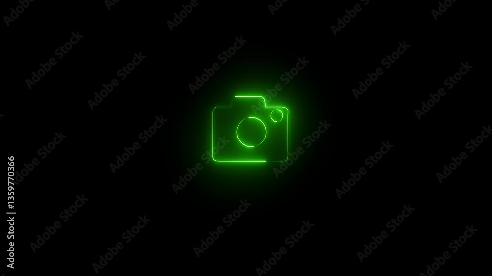 glowing neon symbol of photo camera animation icon animation with black background.neon camera mute icon isolated , glowing neon symbol of photo camera animation icon animation with black background.neon camera mute icon isolated ,