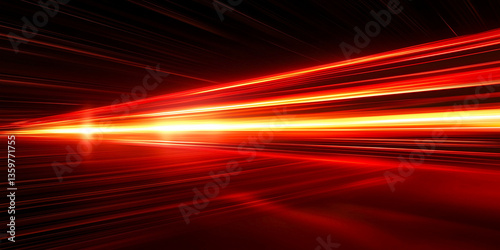 Des traits de lumière rouge sur fond noir, pour illustrer le concept de vitesse et d'énergie