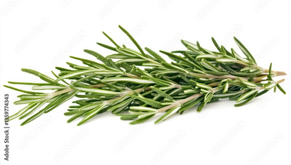 Fototapeta premium Fresh Rosemary Sprig on White Background for Culinary and Herbal Uses