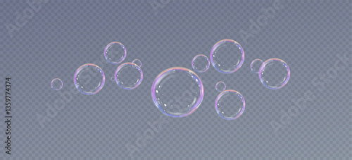 Realistic soap bubbles.Flying bubbles on a transparent background.	