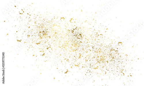 Fototapeta Naklejka Na Ścianę i Meble -  Splash Gold Foil texture, . Golden splatter frames glitter. Gold stroke on transparent background.A banner for luxury advertising. An invitation to a wedding or anniversary.