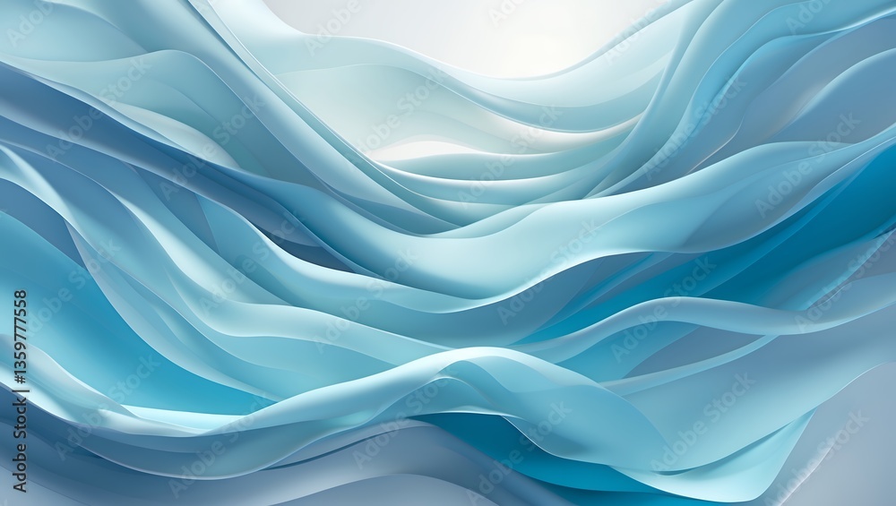 Abstract blue waves swirling, airy flowing layers with bright light Abstract blue waves swirling, airy flowing layers with bright light