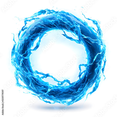 Blue Energy Circle Flows Isolated, isolated on white background