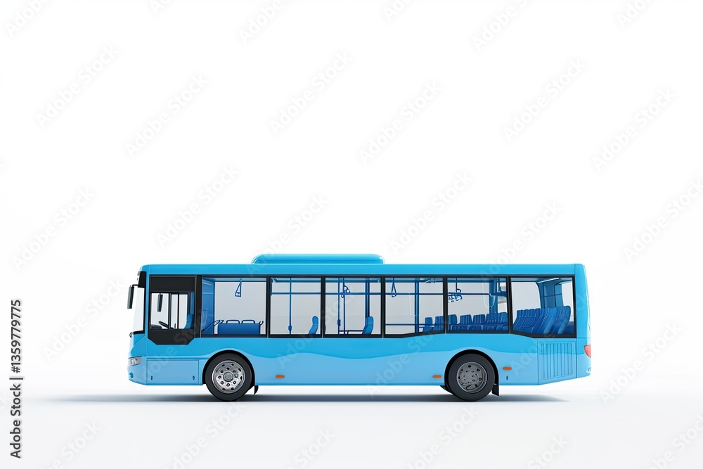 High Resolution Image of Mediun Urban Blue Bus on a White Isolated Background 3D Rendering High Resolution Image of Mediun Urban Blue Bus on a White Isolated Background 3D Rendering