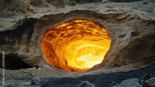 Wallpaper Mural A mysterious cave entrance glowing from within, evoking exploration and hidden travel gems. Torontodigital.ca