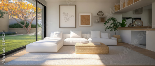 Wallpaper Mural Modern living room interior with natural light and cozy atmosphere Torontodigital.ca
