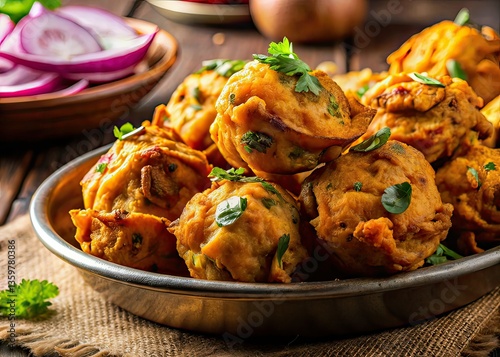 Crispy Potato & Onion Pakoras - Low Light Street Food