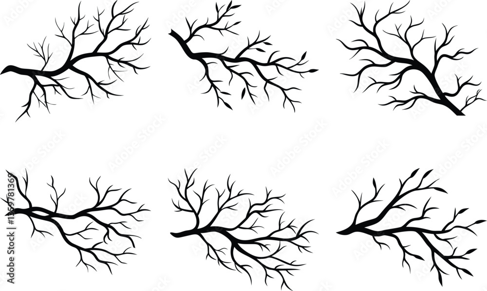 Obraz premium A tree branch vector silhouette