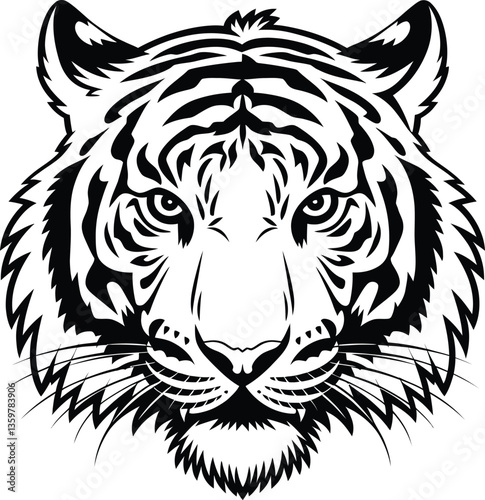 Tiger anger face illustration evoking a sense of awe and respect for the untamed world.