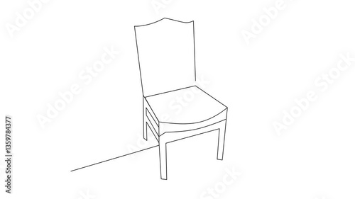 A self-line drawing animation of a wooden chair, gradually forming with continuous lines