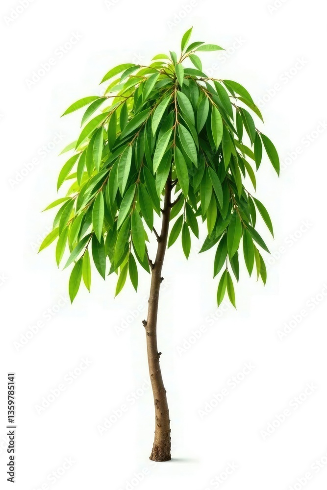 Naklejka premium Single isolated willow branch on white background, green, bend