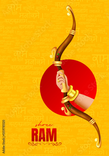 God shree ram hands in ram navami background	
with powerful mantra, meaning that chanting the name of Rama once is equivalent to chanting the thousand names of Vishnu 