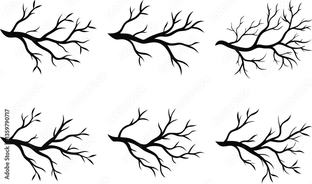 Obraz premium A tree branch vector silhouette
