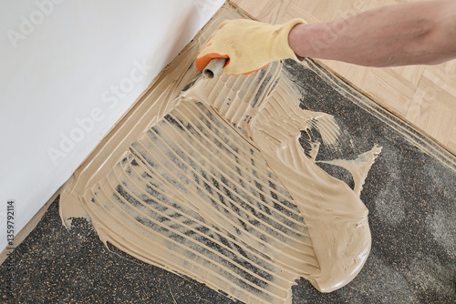 Obraz na płótnie Laying oak vintage pattern parquet w salonie