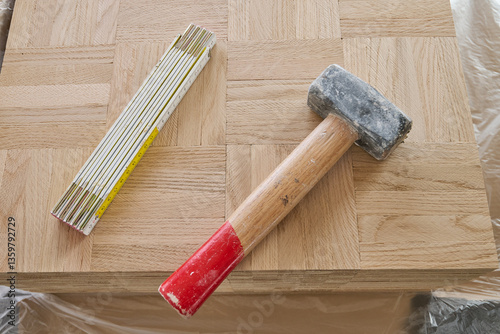 Obraz na płótnie Laying oak vintage pattern parquet w salonie