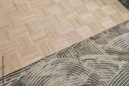Obraz na płótnie Laying oak vintage pattern parquet w salonie