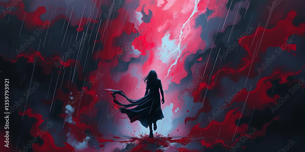 Fototapeta premium Surreal Mindscape, Emotional Artwork, Dreamlike Illustration, Ethereal Aesthetic, Abstract Emotions, Thoughtful Sadness