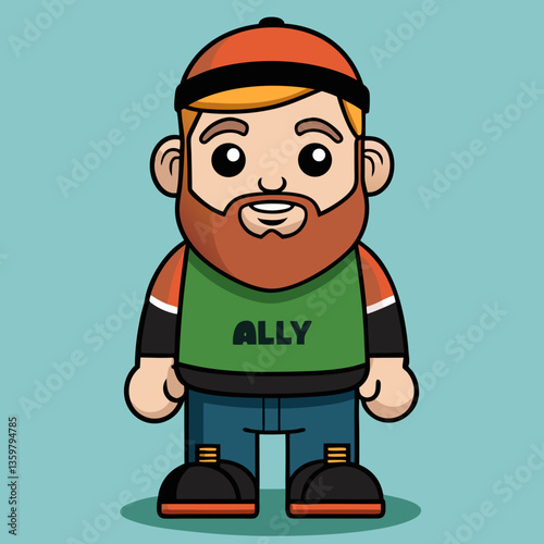 Ally's Illustration: A cheerful illustration of a friendly figure with a bright expression, embodying an approachable character