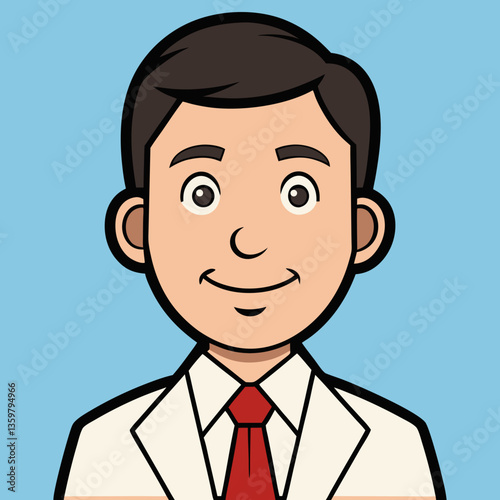 Cheerful Professional Portrait: This engaging illustration showcases a smartly dressed, approachable professional, embodying competence and trust with a subtle smile and warm gaze.