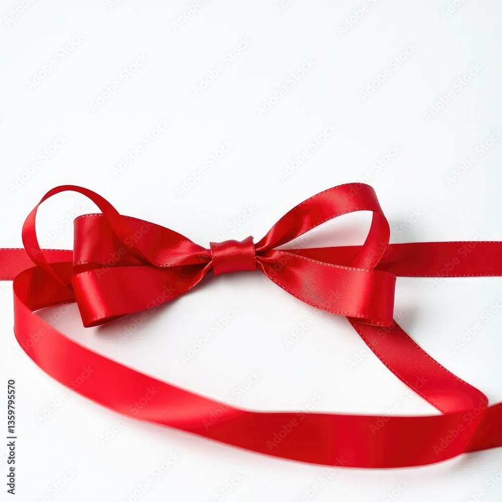 Delicate silk bow made of intricate red ribbon details on white surface, ribbon, luxury, wrapping paper Delicate silk bow made of intricate red ribbon details on white surface, ribbon, luxury, wrapping paper