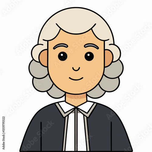 Judge Portrait Illustration: A dignified illustration of a judge, symbolizing justice and authority, captured in a simple, yet effective, visual representation.