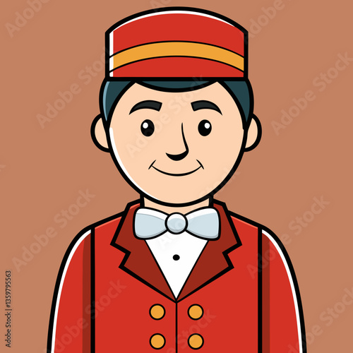 Hotel Bellhop Icon: A classic bellhop illustration, with a charming presence, embodies the spirit of hospitality in a welcoming depiction.