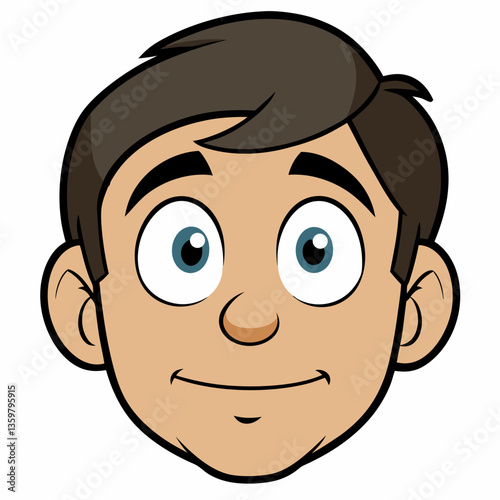 Friendly Face: A close-up portrait of a cartoon character's friendly, smiling face, ready to convey approachability and positivity.