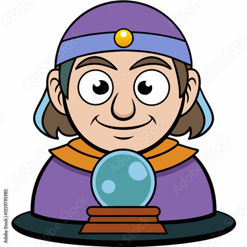 Mystic's Gaze: An illustration of a mystic gazing into a crystal ball, hinting at foresight and fortune-telling. 