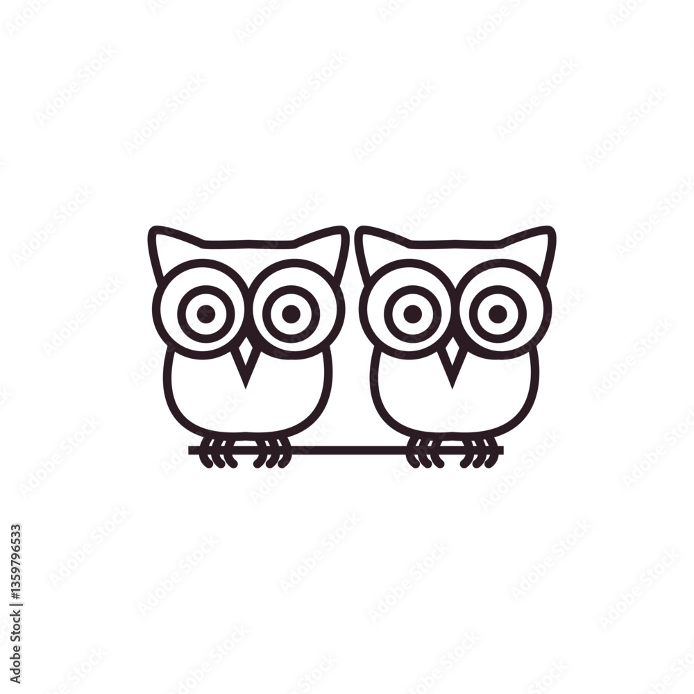 Fototapeta premium owl bird line icon silhouette vector symbol animal