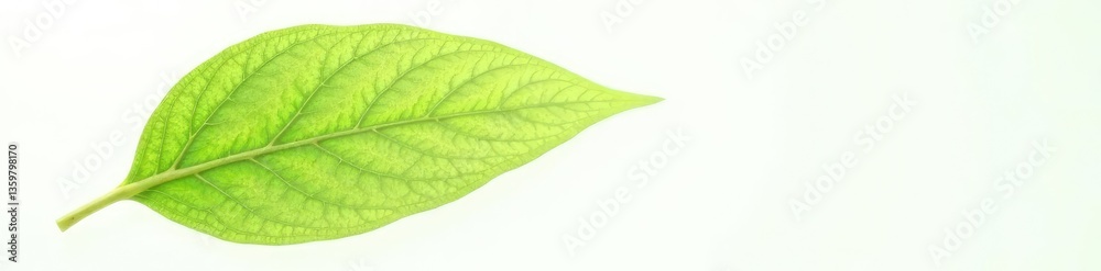 Single leaf isolated on white background with veins visible, botanical, organic, foliage Single leaf isolated on white background with veins visible, botanical, organic, foliage