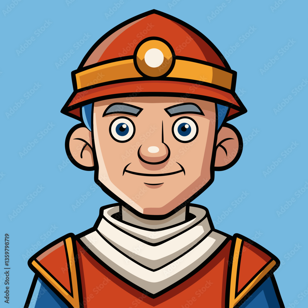 Obraz premium Animated Leader Illustration: A detailed cartoon illustration presents a distinguished figure, likely a leader or authority. He's smiling, exuding confidence and authority.