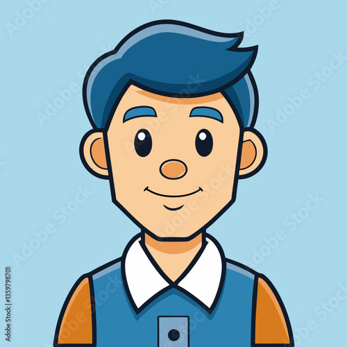 Cartoon Portrait of a person: This simple cartoon illustration of a person features clean lines and a friendly expression. Perfect for educational materials, websites, and more.