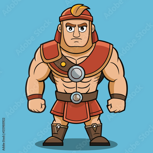 Heroic Warrior Illustration: A stylized depiction of a formidable warrior stands, embodying strength and courage, perfect for fantasy and action-themed projects.
