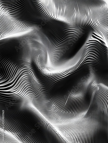 Wallpaper Mural abstract design features grainy banner glowing liquid wave gray silver background dark noisy effects bold wide Torontodigital.ca