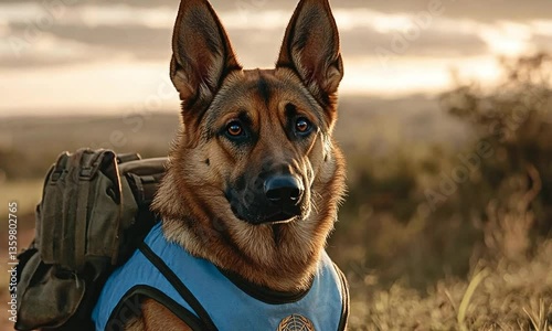 Sniffer dog showcasing determination highlights border peacekeeping created with Generative AI technology