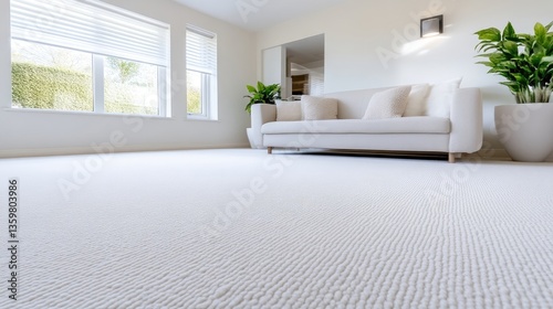 Modern living room with cream carpet and sofa