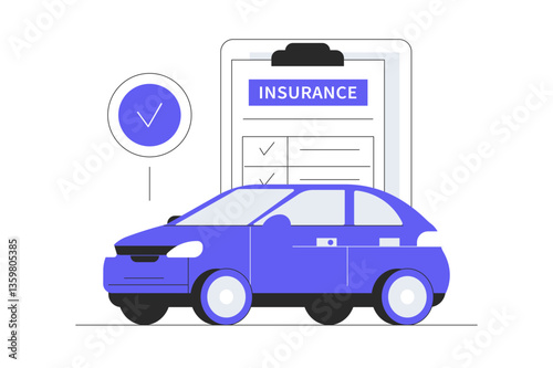 Vehicle insurance, purchases car insurance policy from agent, Auto insurance, Car safety, protection concept for, ui, web design, landing page, infographic. Flat Cartoon Vector Illustration, icon