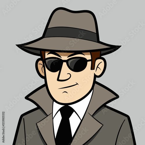 Secret Agent: Mysterious figure of a secret agent with sunglasses and a hat, a modern embodiment of espionage, embodying intrigue and clandestine operations.