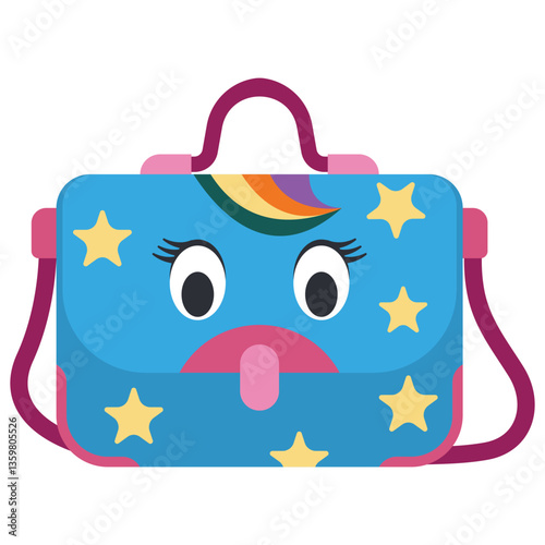 Cute unicorn handbag for girls vector cartoon illustration isolated on a white background.