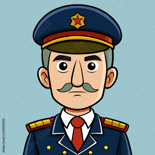 Police Officer Illustration: An illustrated portrait of a distinguished officer, radiating authority and embodying principles of justice. The artwork encapsulates integrity, duty, and service.