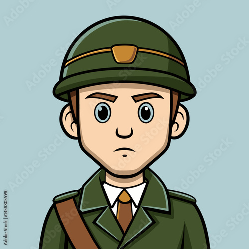 Military Portrait: A detailed and stylized illustration of a military personnel, the portrait of a soldier ready to serve.