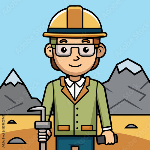 Geologist at Work: A dedicated geologist stands ready in a rugged outdoor environment, prepared to make groundbreaking discoveries and unearth the earth's hidden treasures.