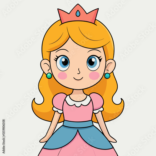 Princess of Enchantment: A captivating depiction of a young princess, exuding charm and grace with her golden hair and elegant attire, embodying the essence of fairytale royalty.