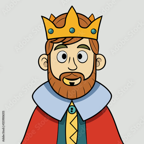 Majestic King in Regal Attire: This image presents a classic portrayal of a king, adorned in a resplendent crown and royal garments, capturing the essence of royalty and power.