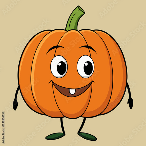 Smiling Halloween Pumpkin: A cheerful cartoon pumpkin, complete with a friendly grin and a cute face, ready to bring a touch of spooky joy.