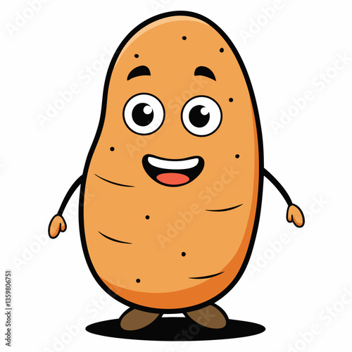 Playful Potato Character: A vibrant illustration of an animated potato with a joyful expression and cartoon-like features.