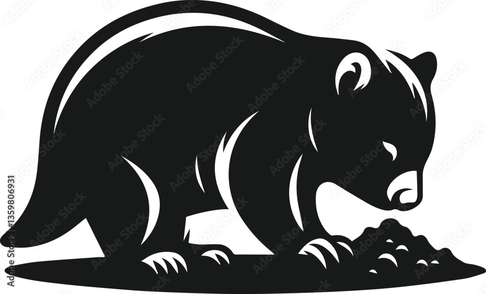 Obraz premium black wombat silhouette
