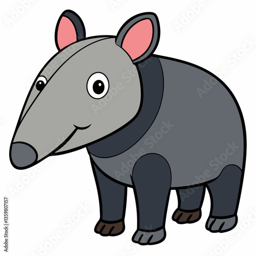 Cute Tapir Illustration: A charming tapir illustration, exuding a friendly and playful vibe.