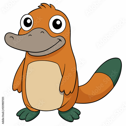 Playful Platypus: A charming illustration of a platypus with an orange body, smiling face, and cute features, inviting smiles and warmth.